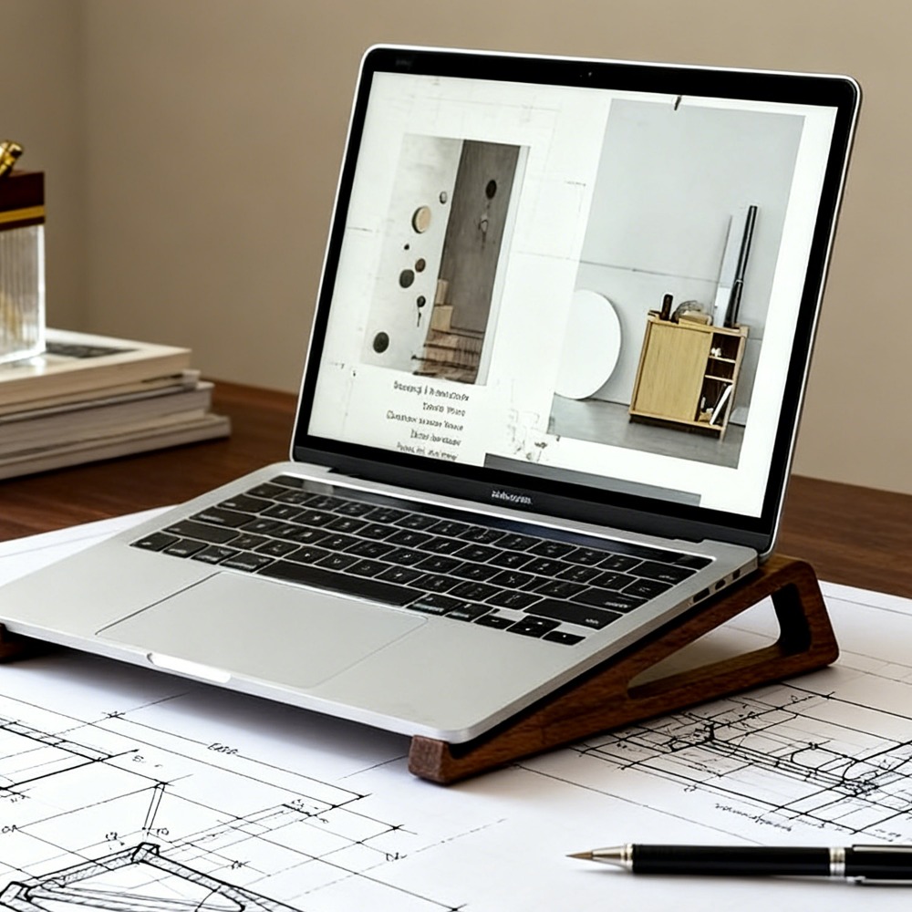 Stand Laptop Kayu Lipat Portab - Laptop Accessories Design ulasan dan harga