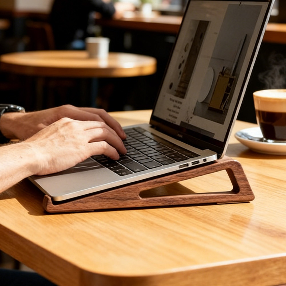 Stand Laptop Kayu Lipat Portab - Laptop Accessories Design ulasan dan harga